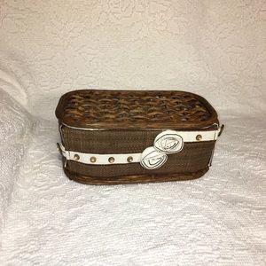 Vintage Wicker Sewing Basket w/Lid & Lining